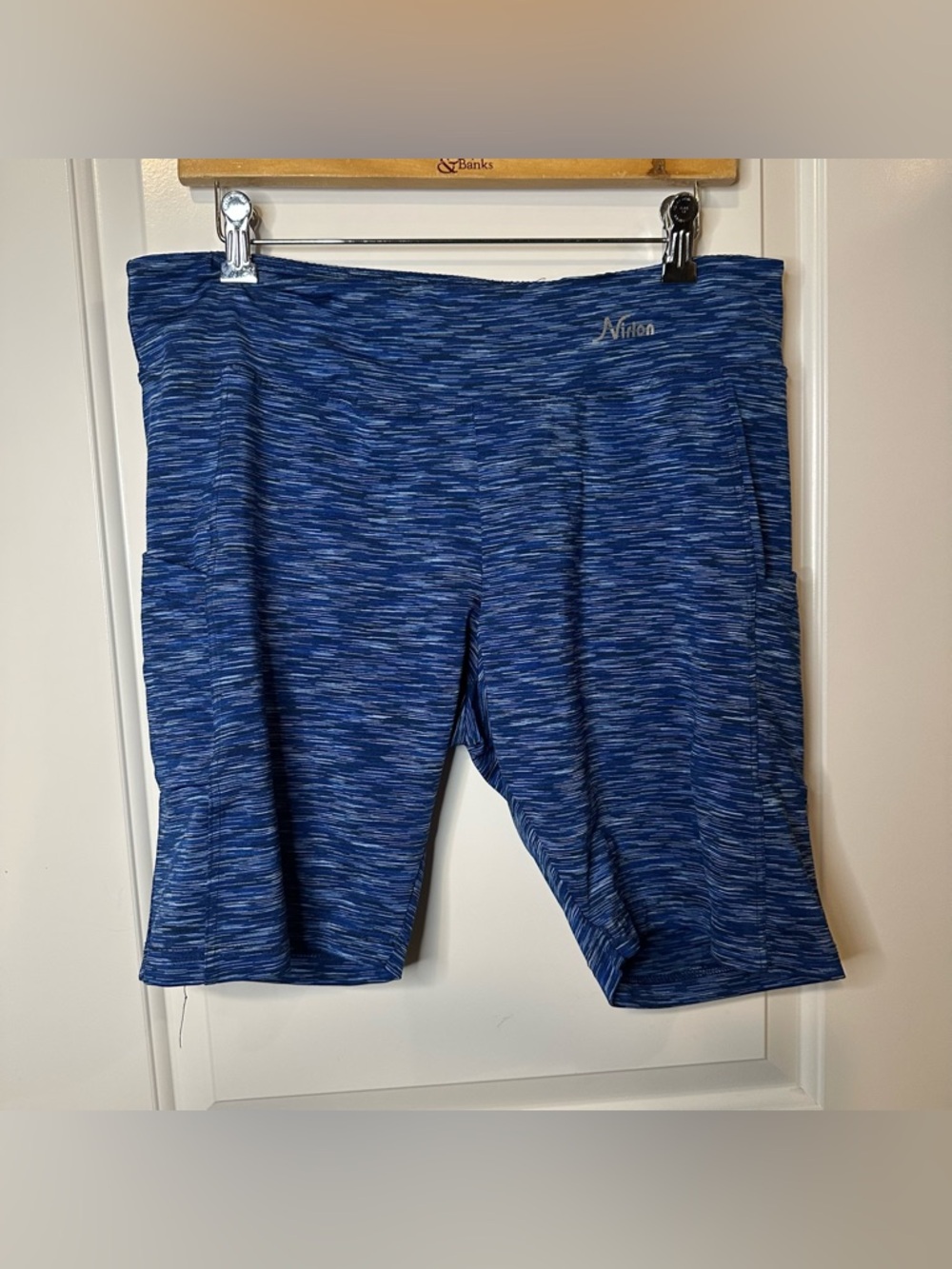 Nirlon Blue Space-Dye High Waisted Biker Shorts | Women’s 3XL